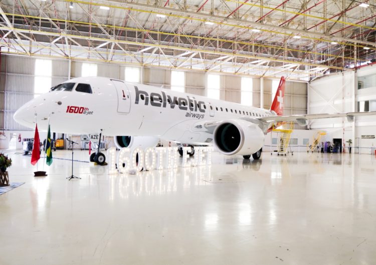 E-Jet de número 1.600 da Embraer é entregue à Helvetic Airways