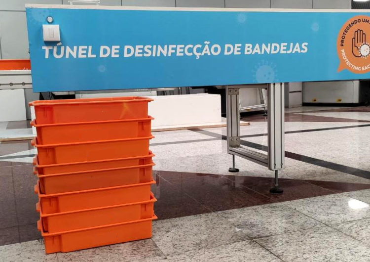 Salvador Bahia Airport cria túnel de desinfecção para acelerar higienização de bandejas