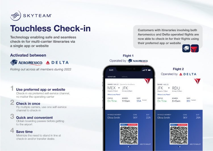 Delta and Aeromexico launch touchless check-in, powered by SkyTeam technology