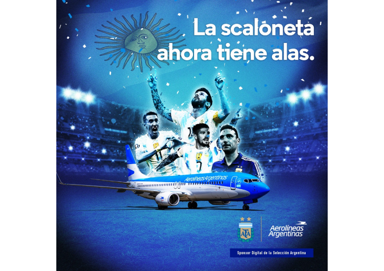 Aerolíneas Argentinas acompañará a la AFA como sponsor digital
