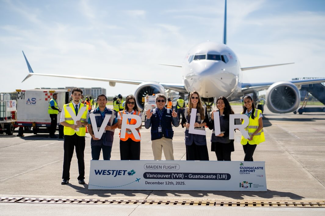 Guanacaste Aeropuerto inaugura vuelo directo de Westjet desde Vancouver